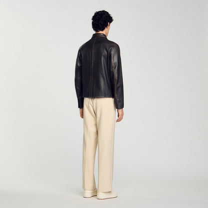 Sandro Distressed-look leather jacket