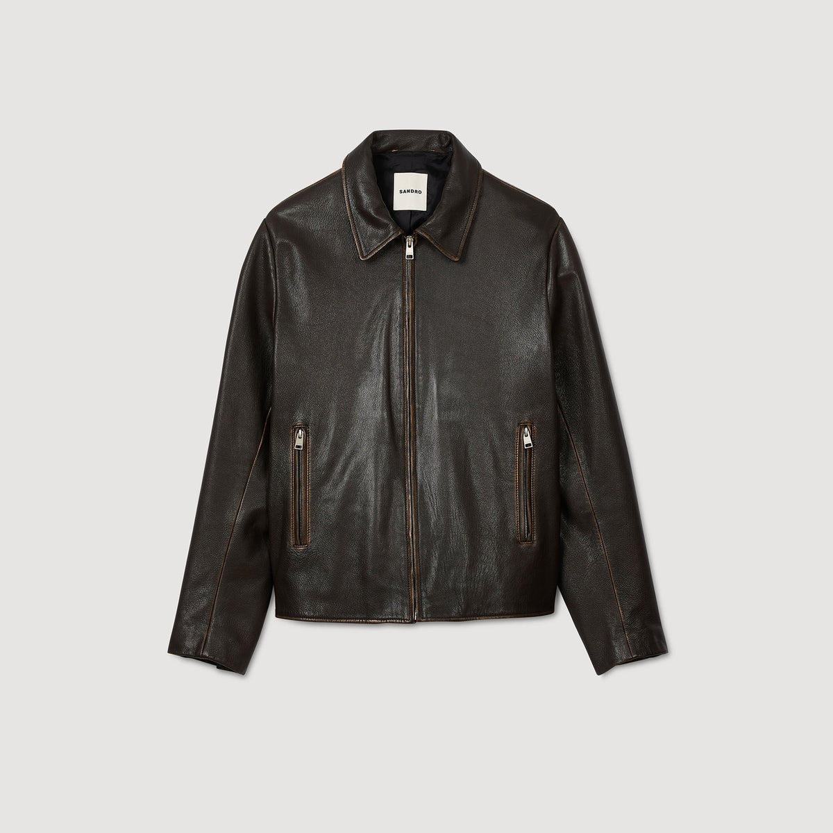 Sandro Distressed-look leather jacket