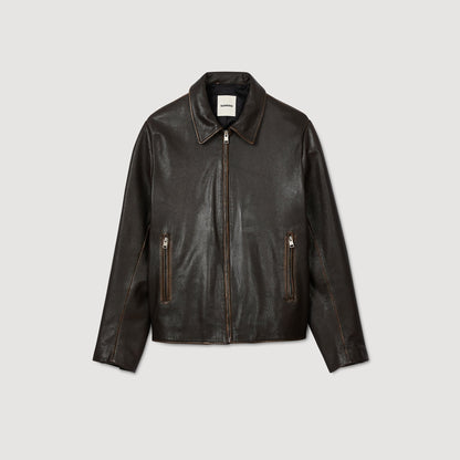Sandro Distressed-look leather jacket