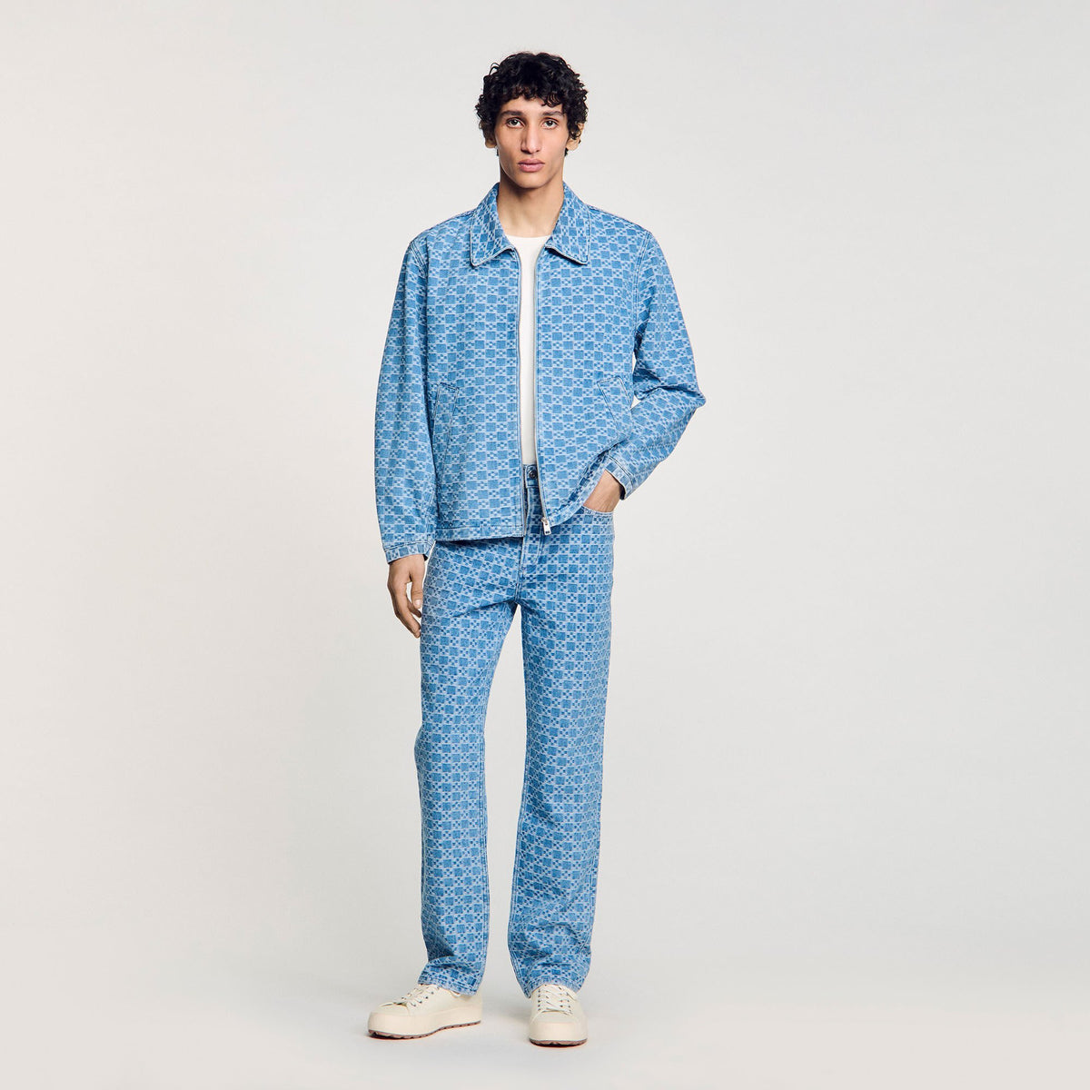 Sandro Square cross denim jacket