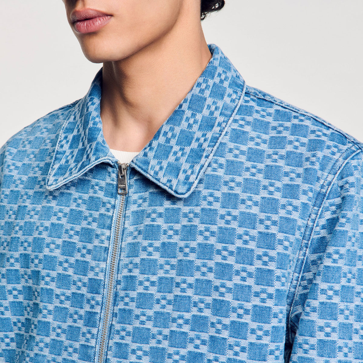Sandro Square cross denim jacket