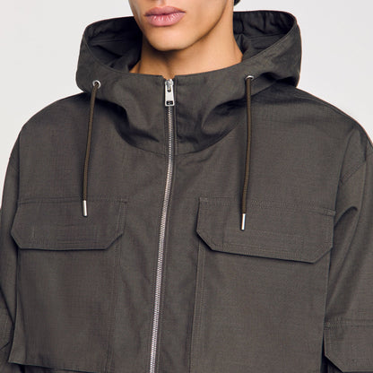 Sandro Hooded military parka