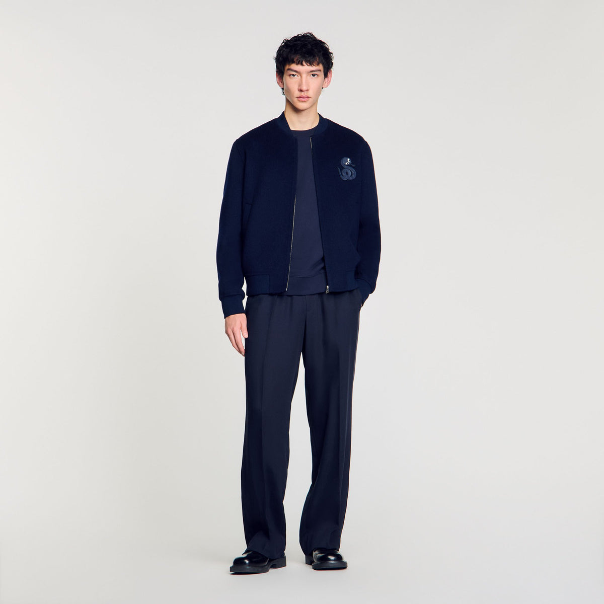 Sandro Double-faced snake-detail jacket