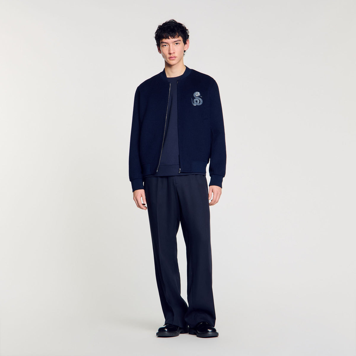 Sandro Double-faced snake-detail jacket