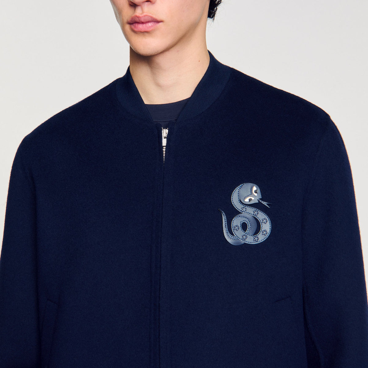Sandro Double-faced snake-detail jacket