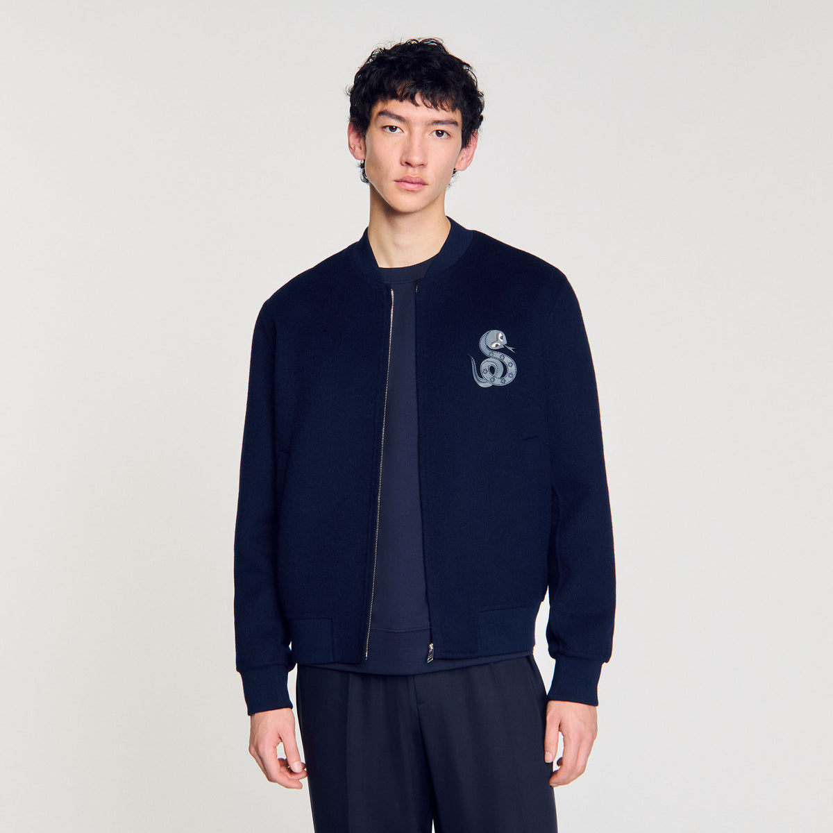 Sandro Double-faced snake-detail jacket