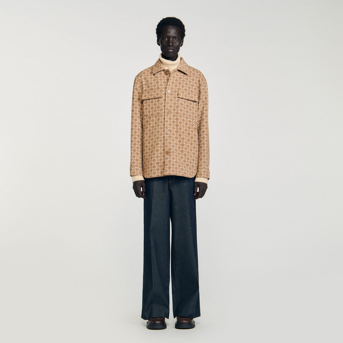 Sandro Square Cross jacquard overshirt