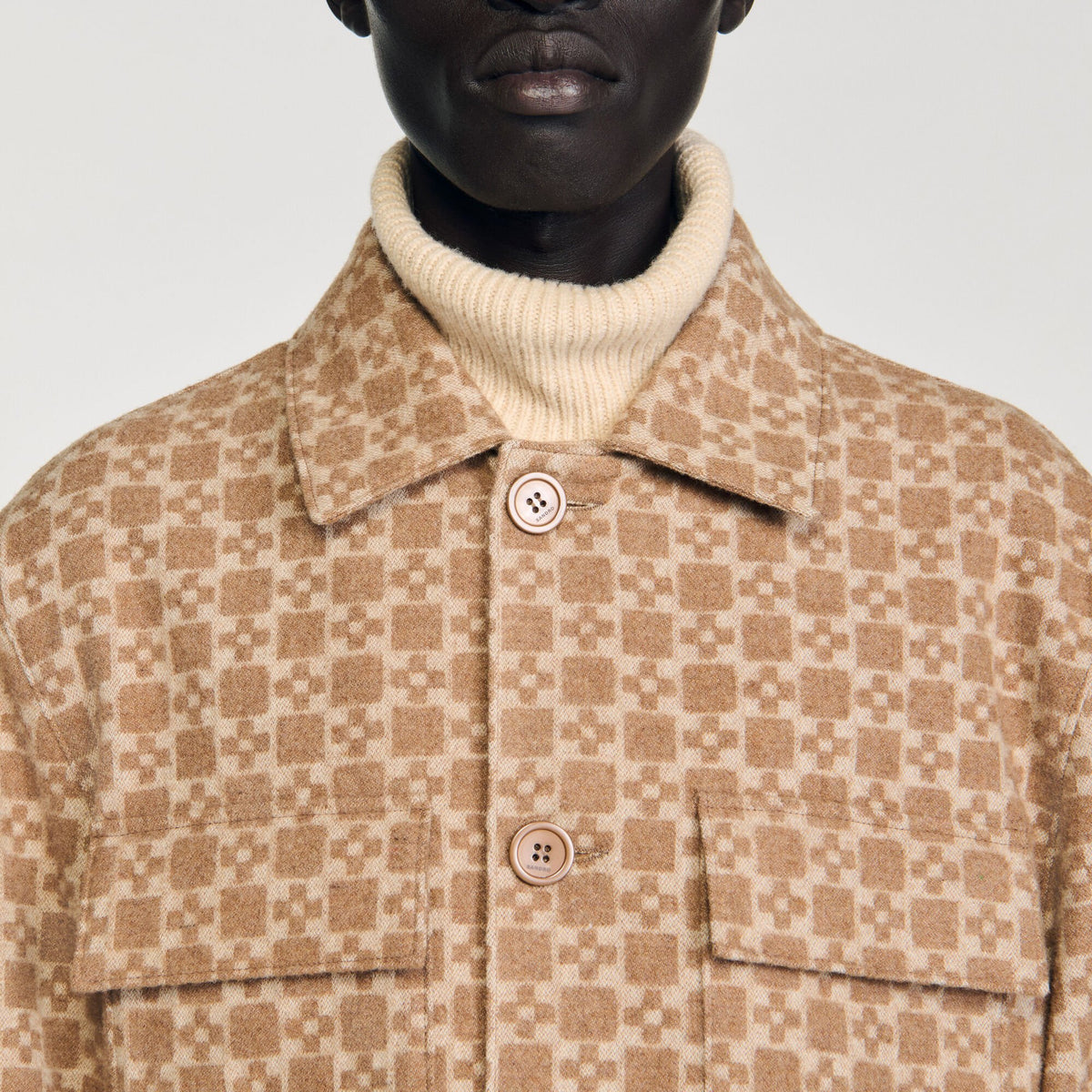 Sandro Square Cross jacquard overshirt