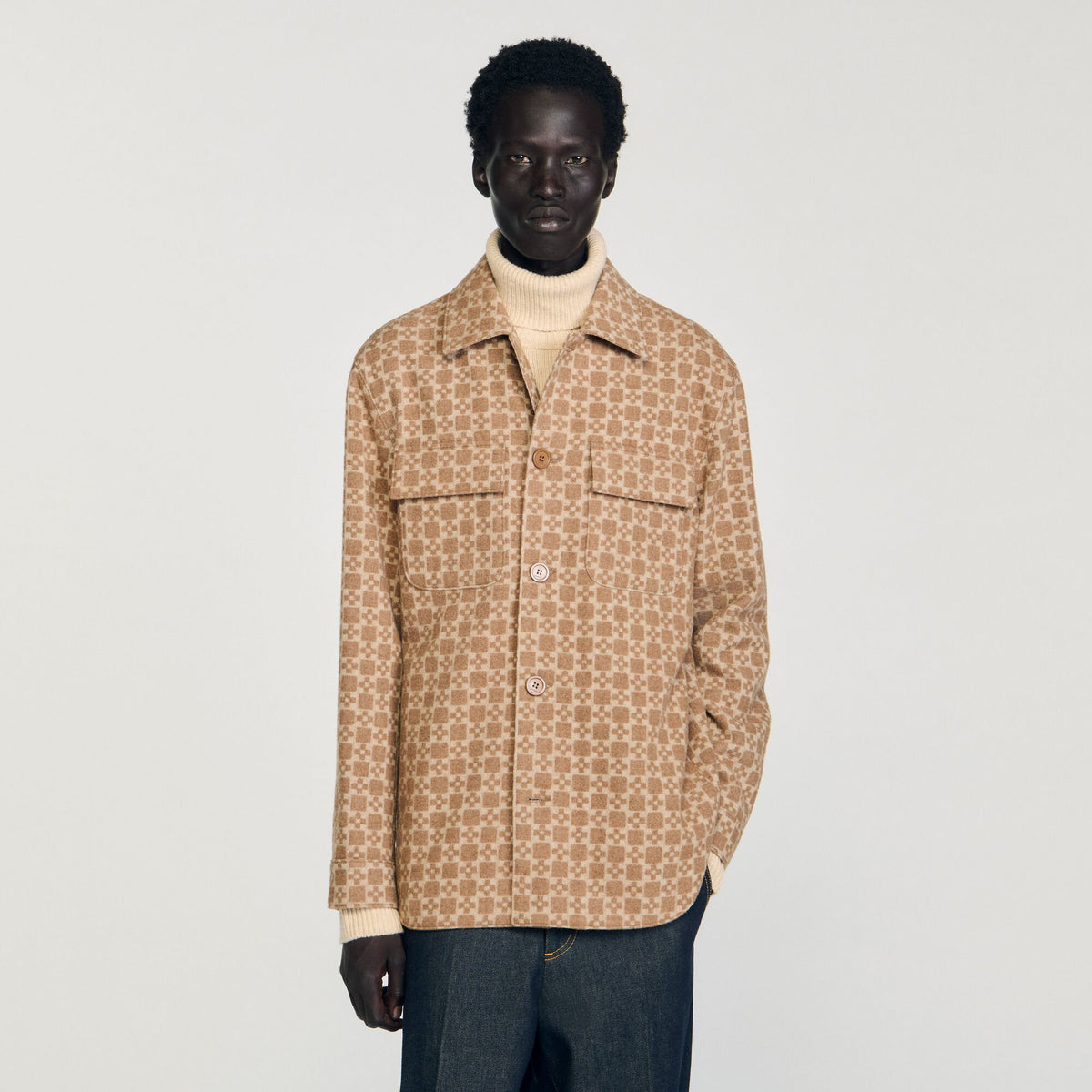 Sandro Square Cross jacquard overshirt