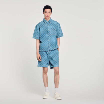 Sandro Square cross denim shirt