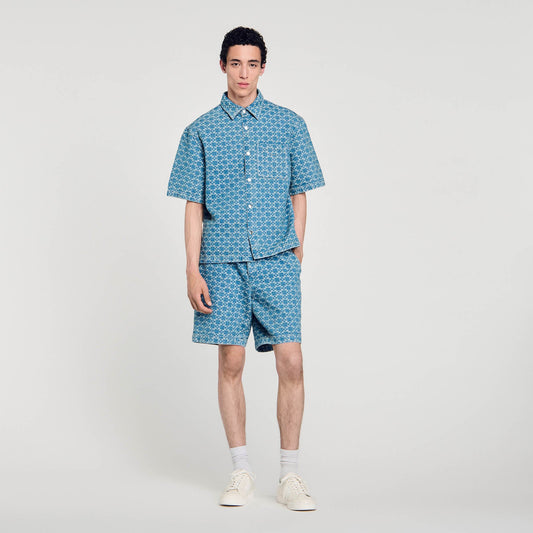 Sandro Square cross denim shirt