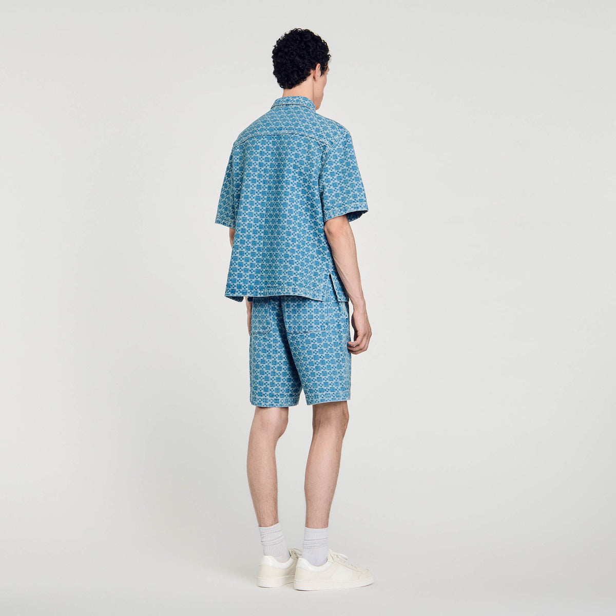 Sandro Square cross denim shirt