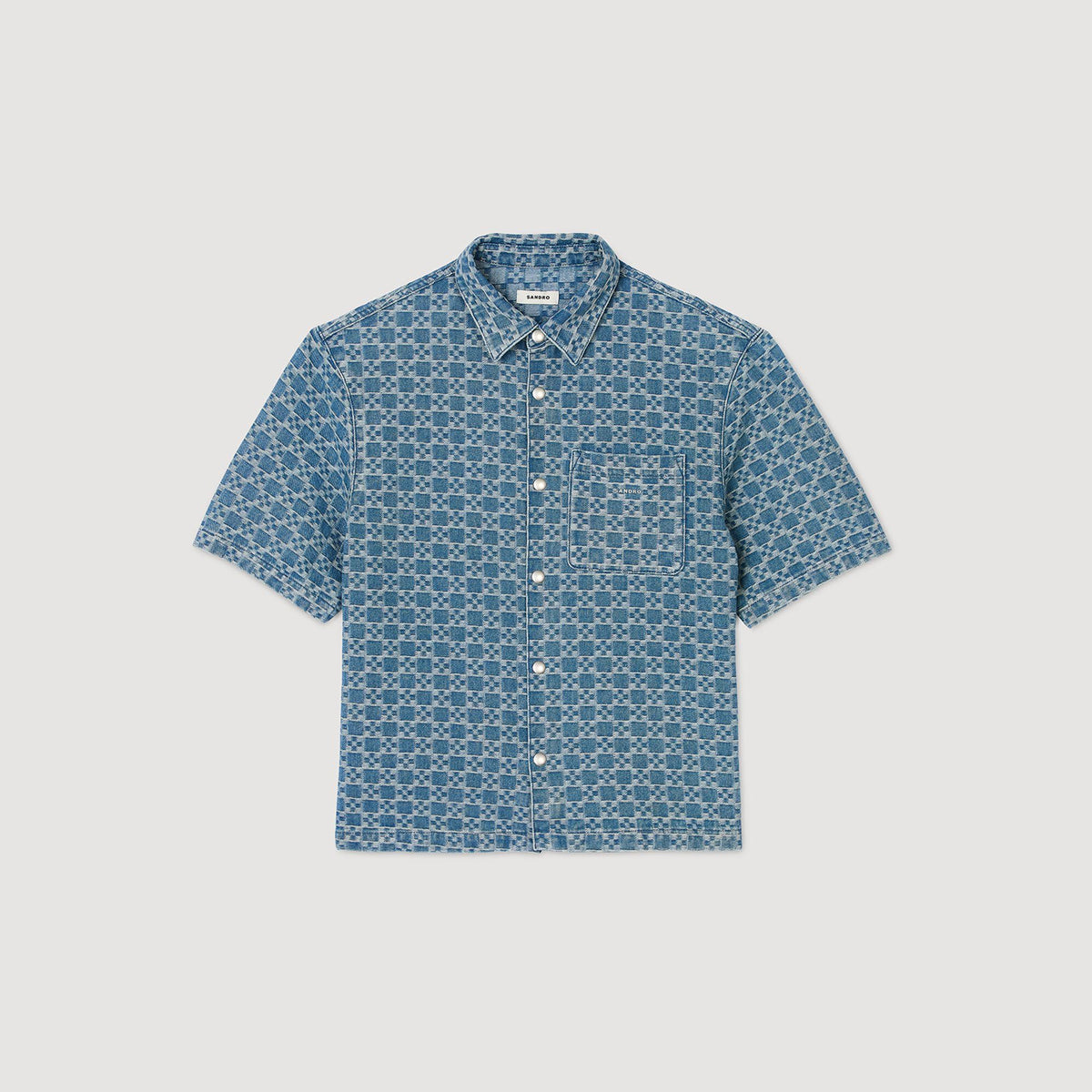Sandro Square cross denim shirt