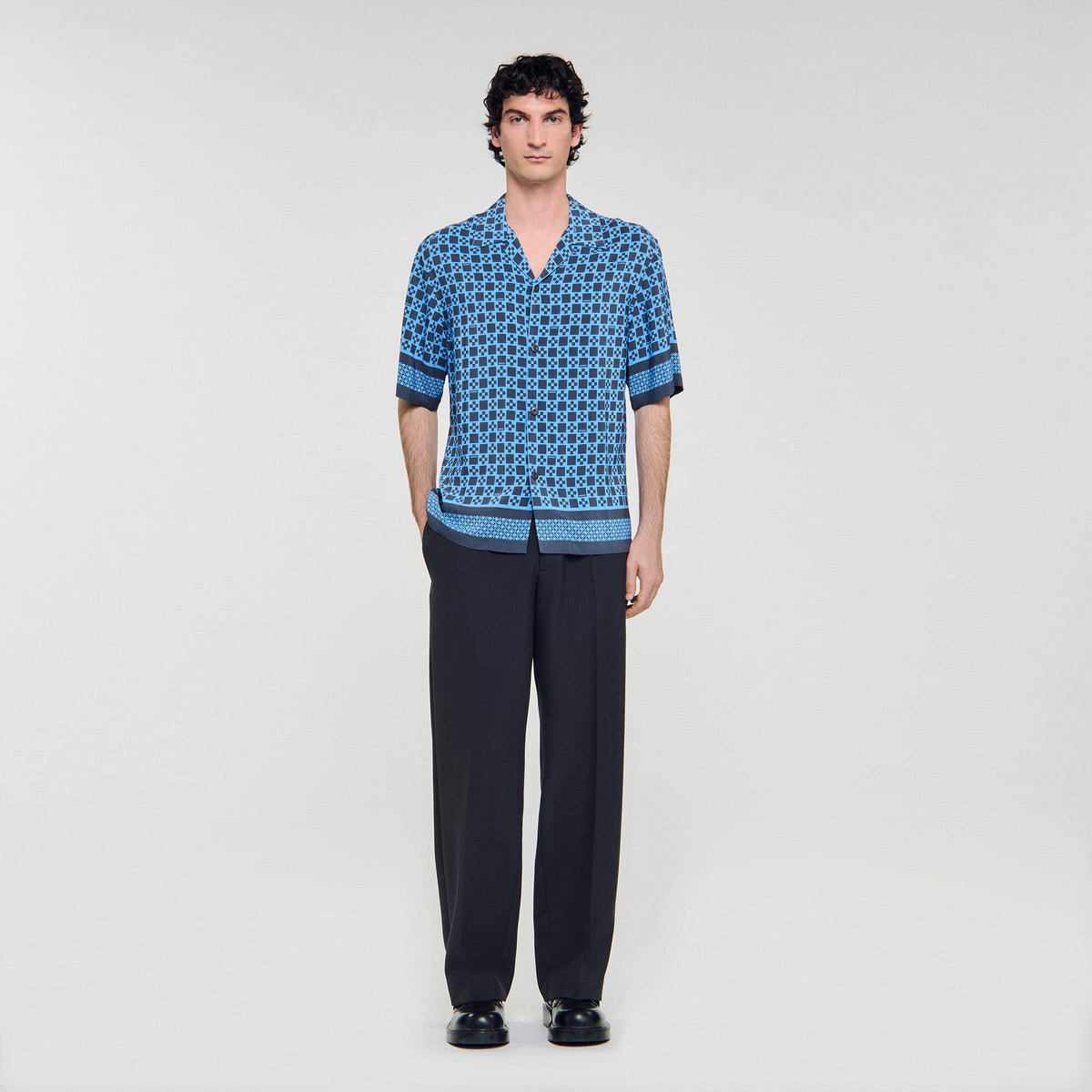 Sandro Square Cross motif flowing shirt