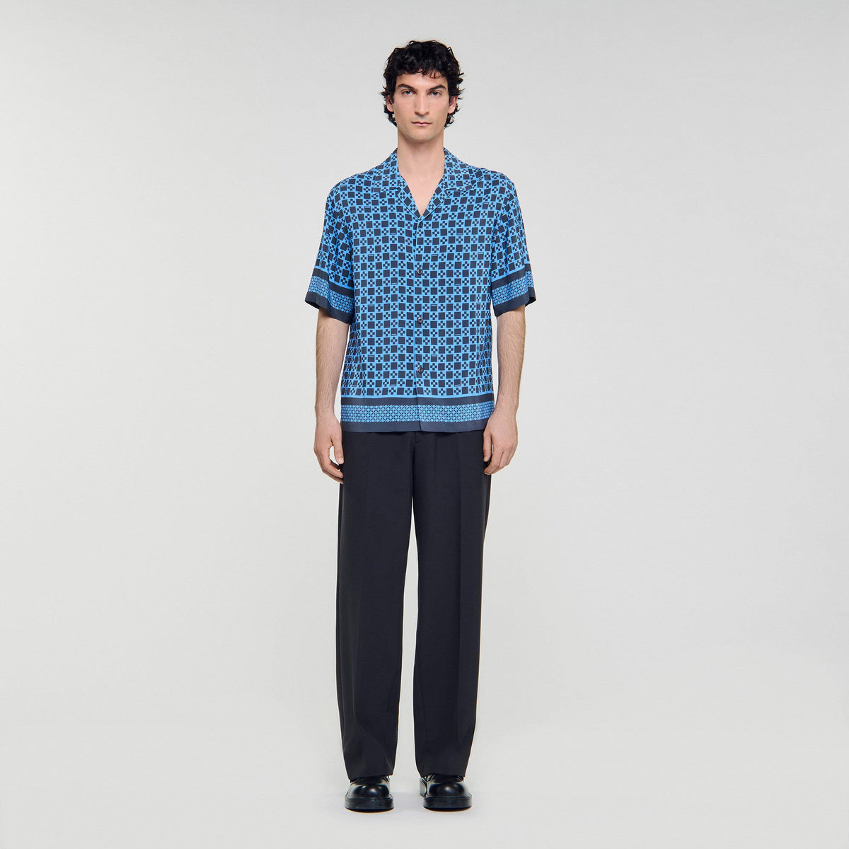 Sandro Square Cross motif flowing shirt