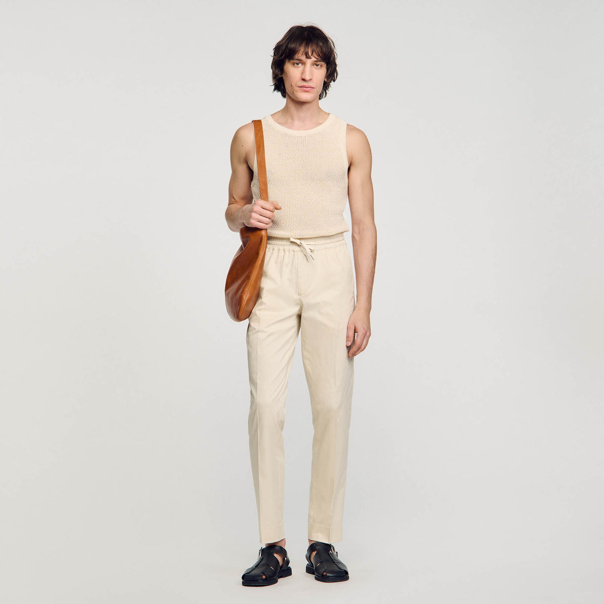 Sandro Elasticated straight-leg trousers