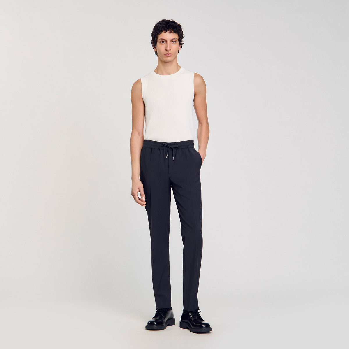 Sandro Elasticated straight-leg trousers