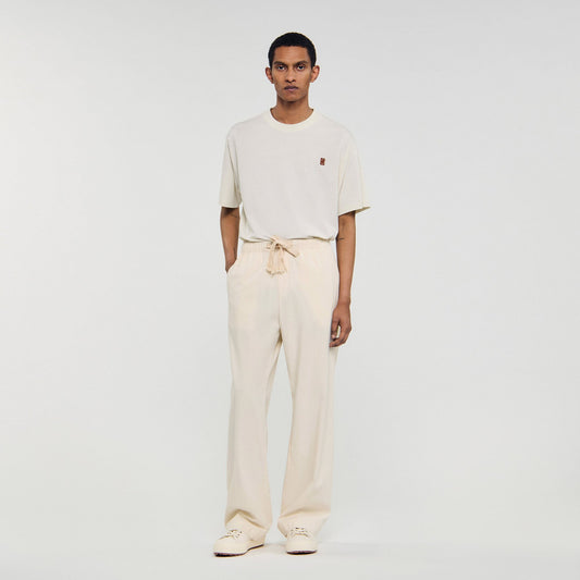 Sandro Wide-leg elasticated cotton trousers