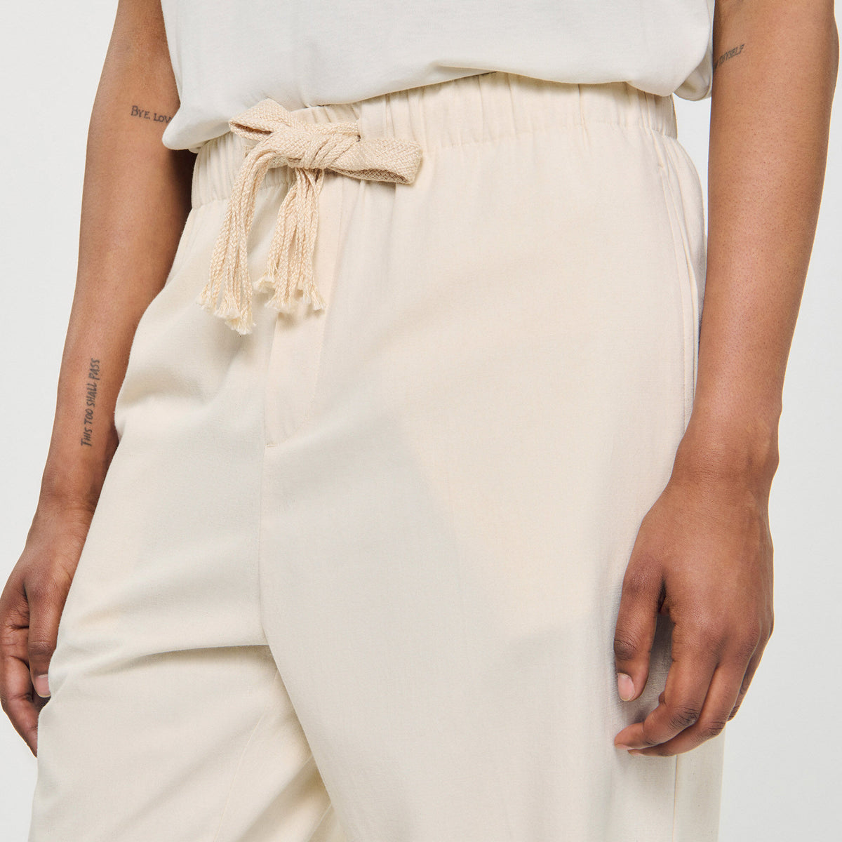 Sandro Wide-leg elasticated cotton trousers