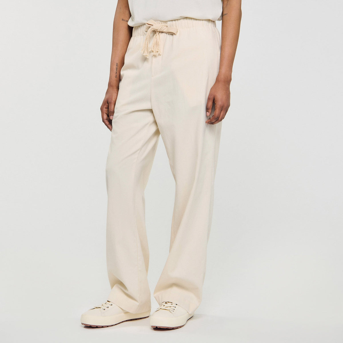 Sandro Wide-leg elasticated cotton trousers