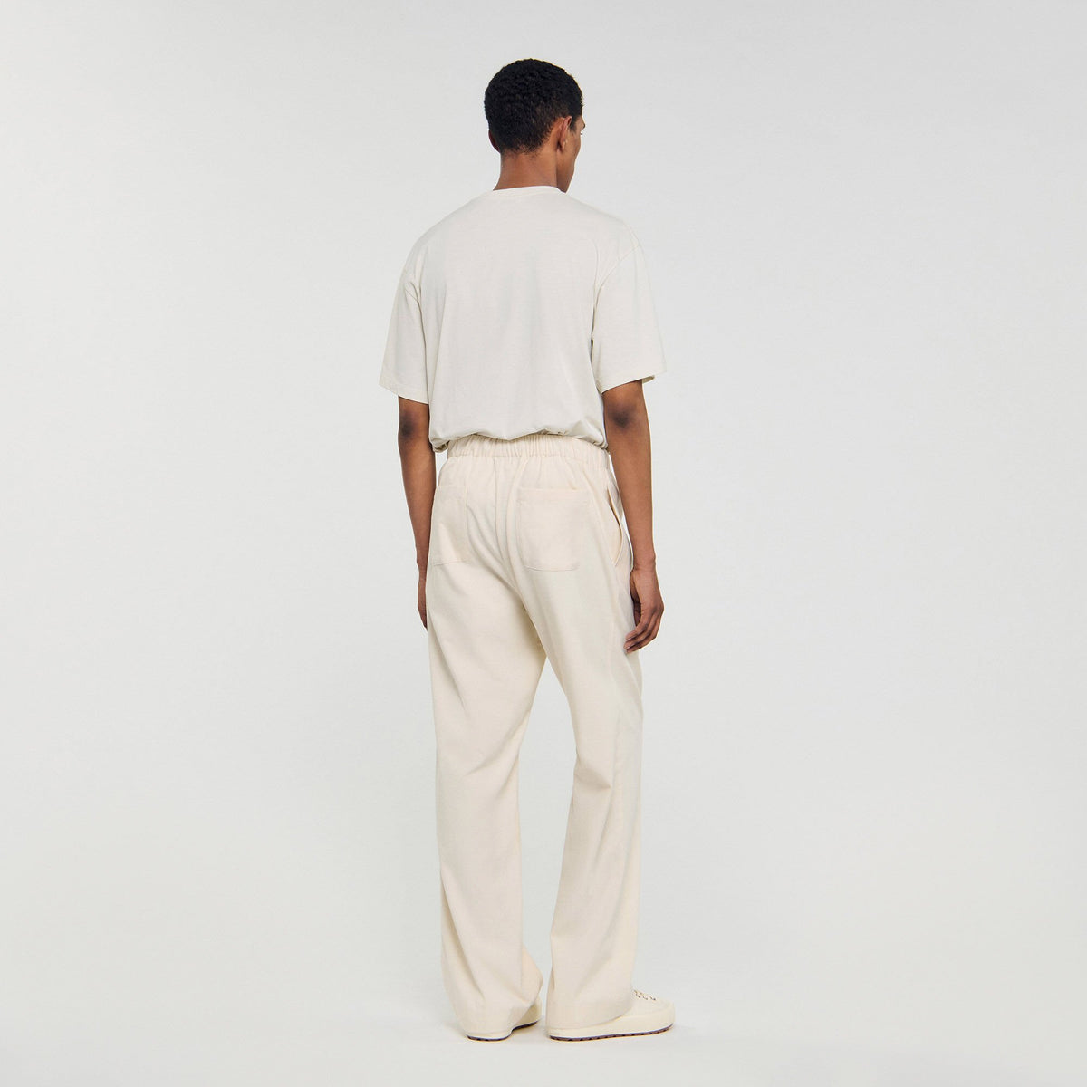 Sandro Wide-leg elasticated cotton trousers