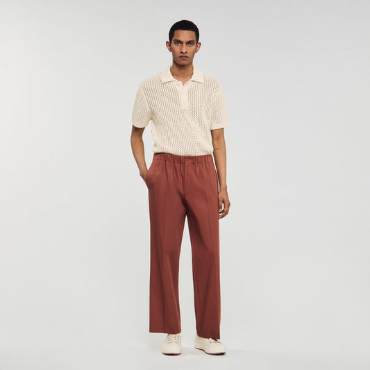 Sandro Elasticated wide-leg cotton trousers