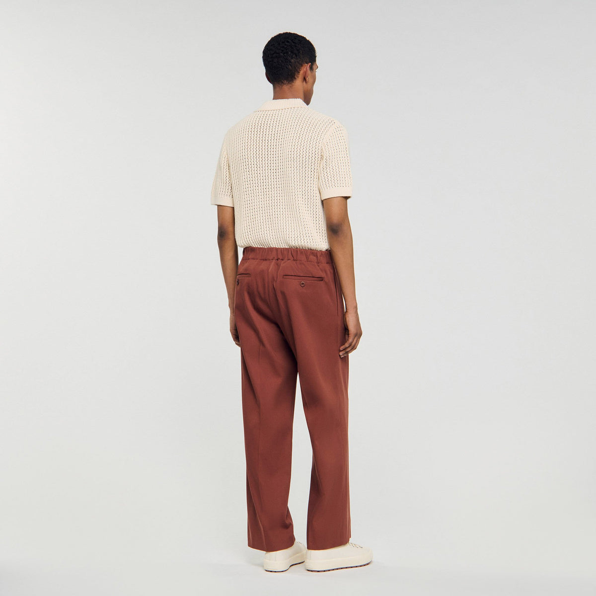 Sandro Elasticated wide-leg cotton trousers