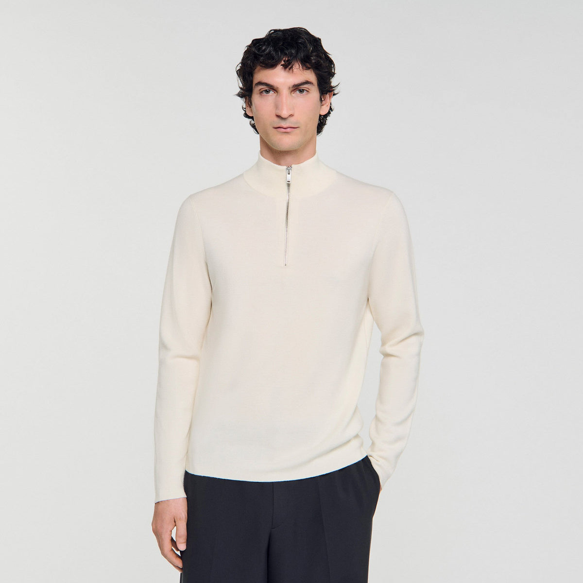 Sandro Wool sweater with zipped collar