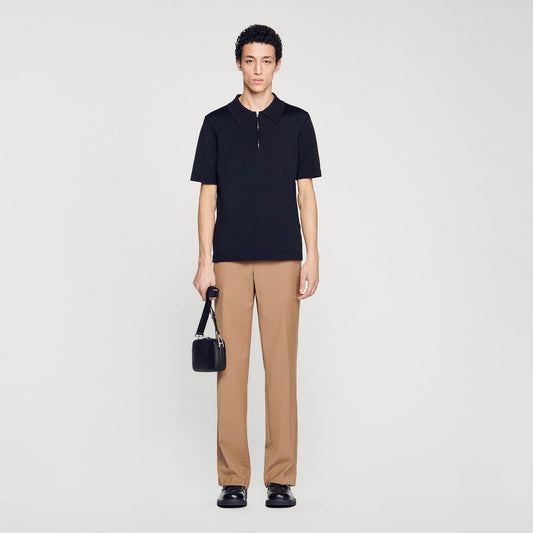 Sandro Knitted polo shirt with zip collar