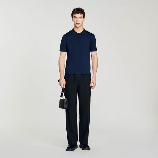 Sandro Knitted polo shirt with zip collar