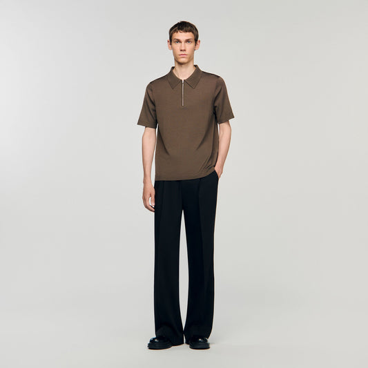 Sandro Knitted polo shirt with zip collar
