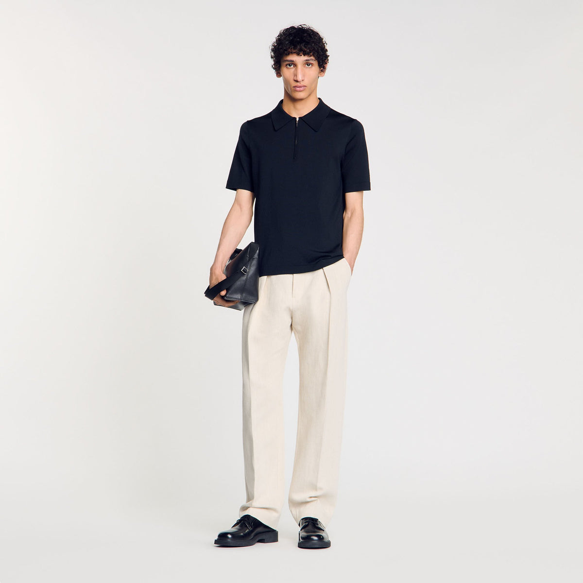 Sandro Knitted polo shirt with zip collar
