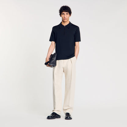 Sandro Knitted polo shirt with zip collar