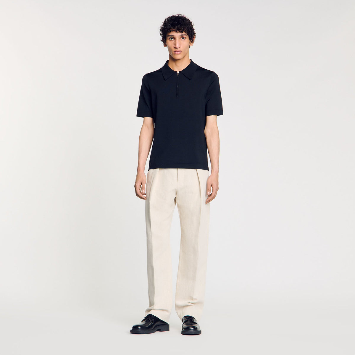 Sandro Knitted polo shirt with zip collar