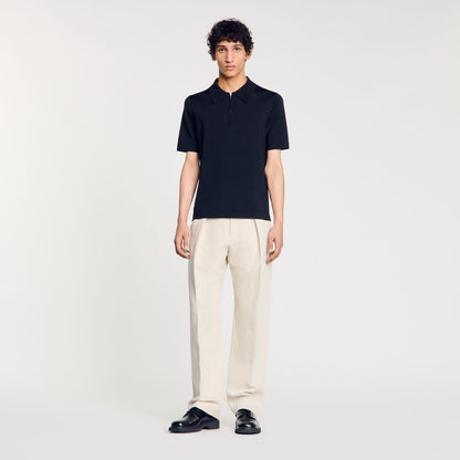Sandro Knitted polo shirt with zip collar