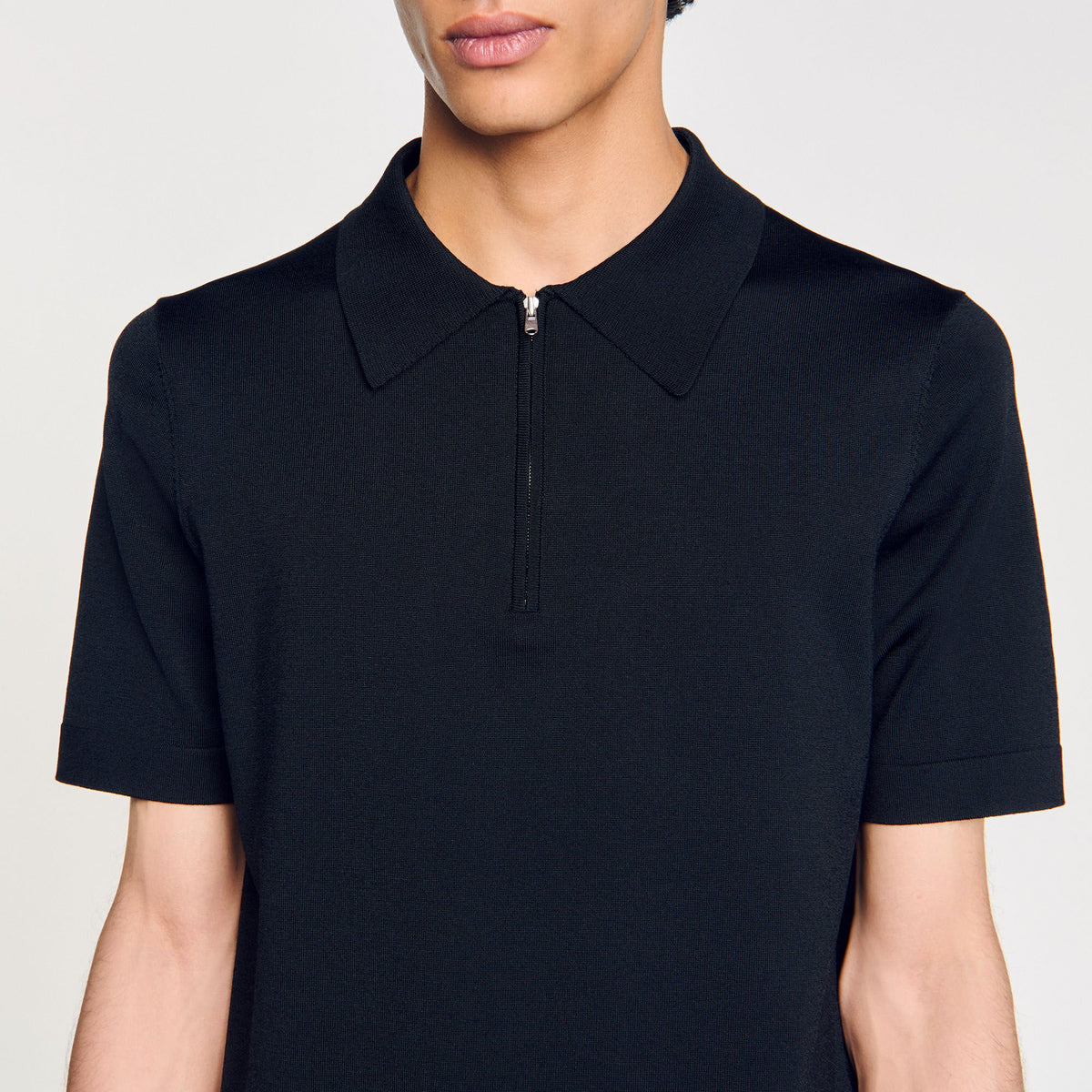 Sandro Knitted polo shirt with zip collar