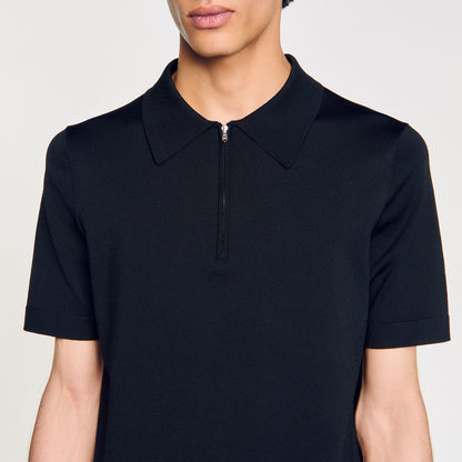 Sandro Knitted polo shirt with zip collar