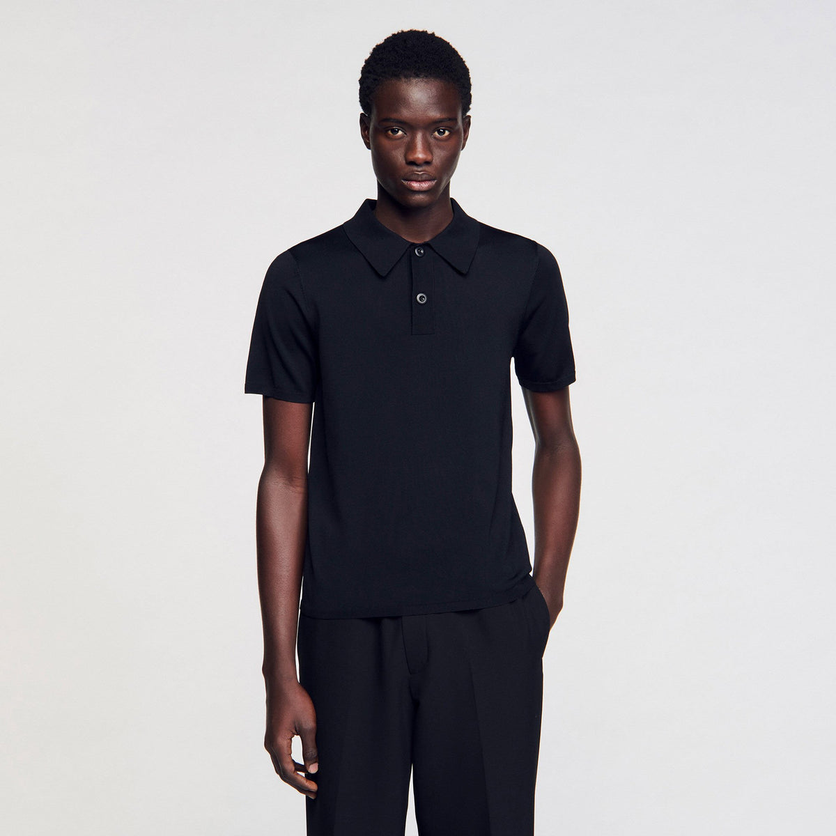 Sandro Short-sleeve knitted polo shirt