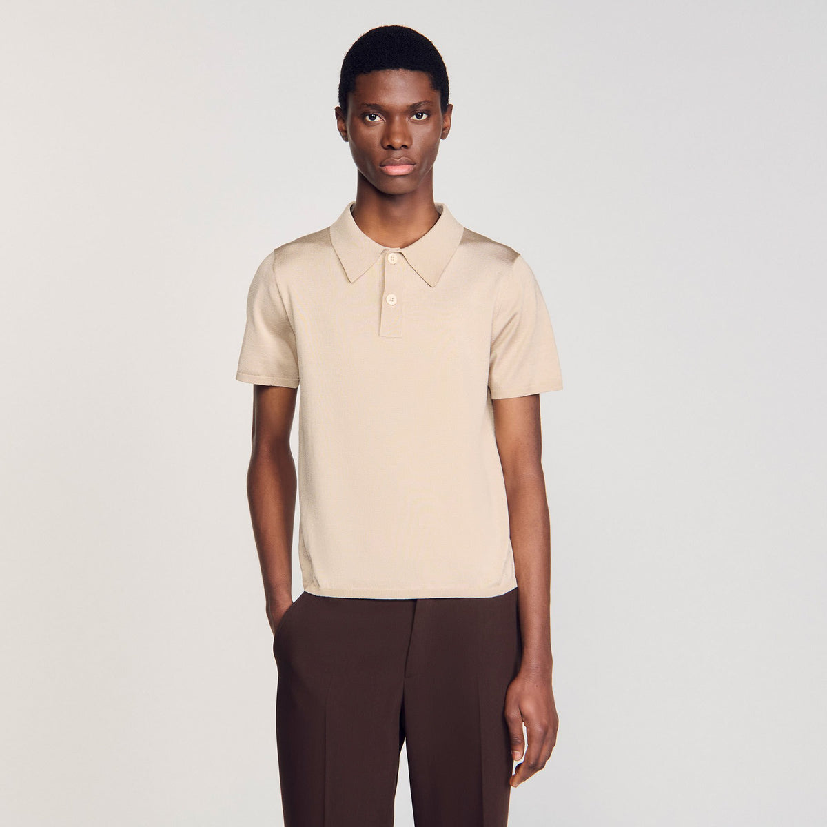 Sandro Short-sleeve knitted polo shirt