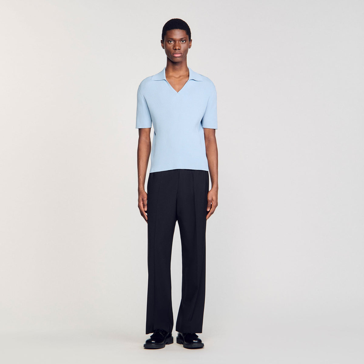 Sandro Rib knit polo shirt