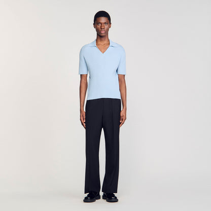 Sandro Rib knit polo shirt
