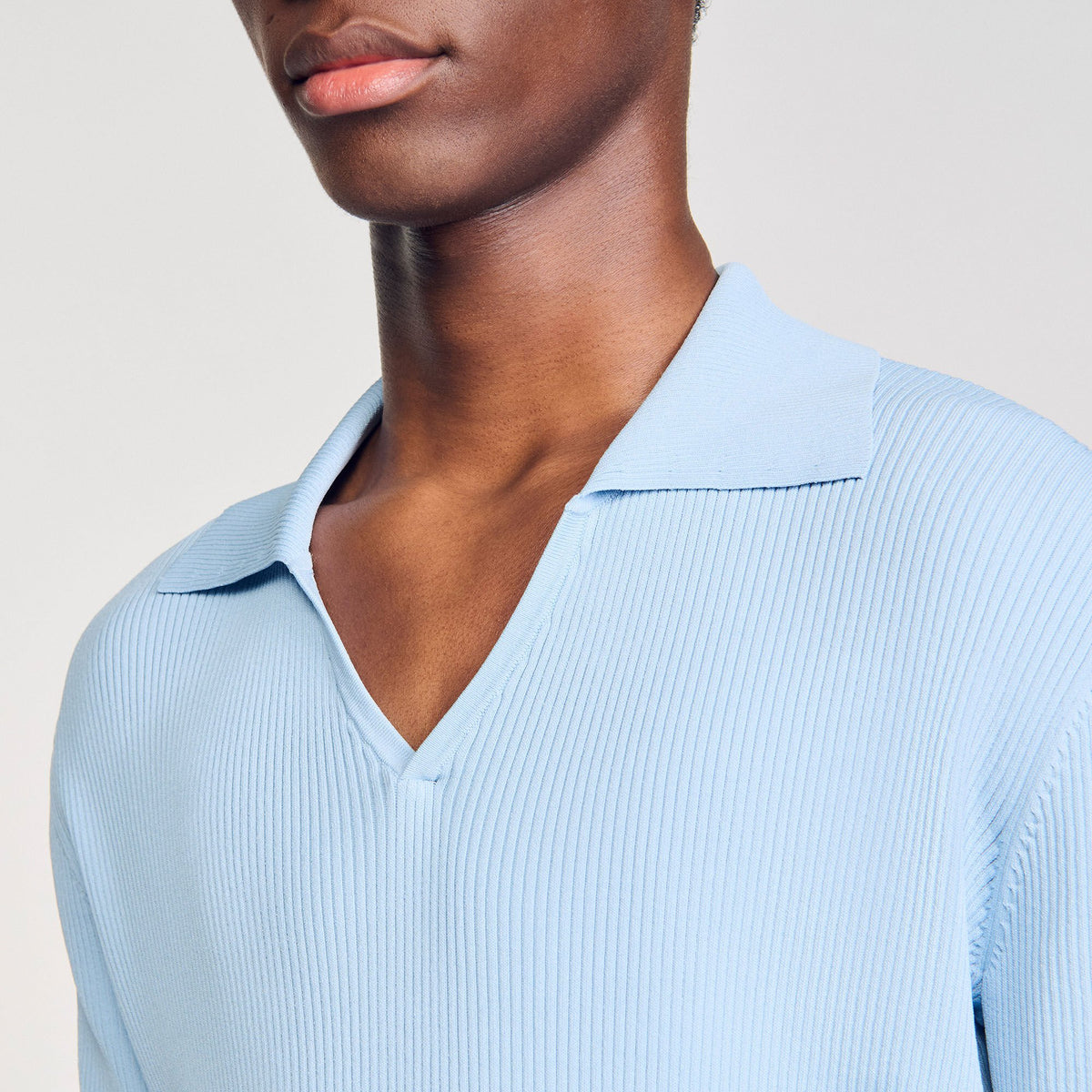 Sandro Rib knit polo shirt