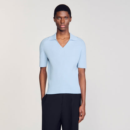 Sandro Rib knit polo shirt