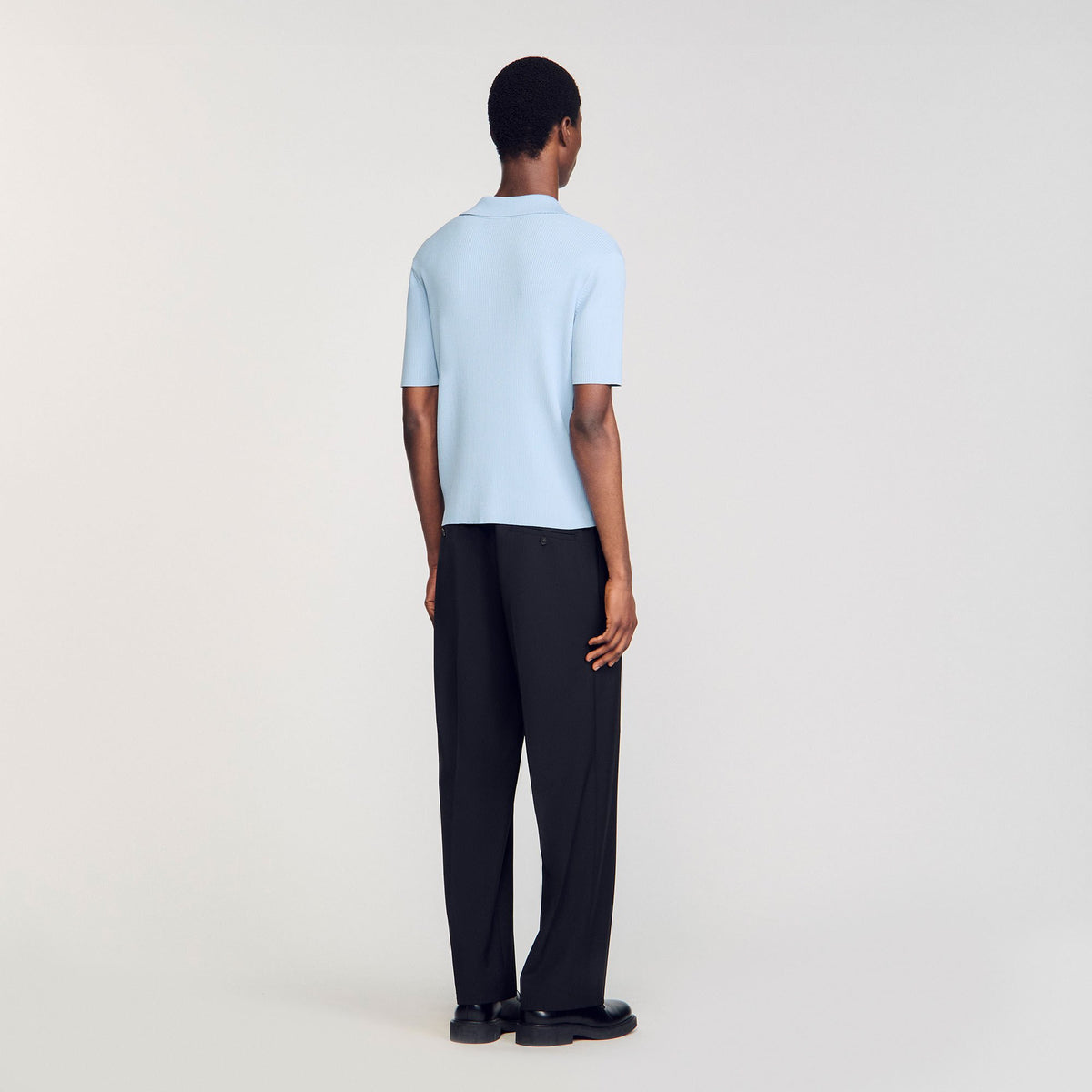 Sandro Rib knit polo shirt
