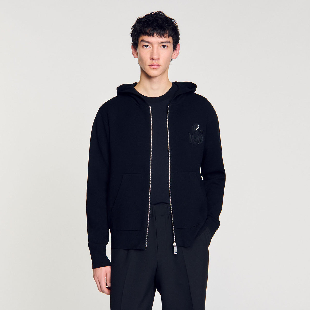 Sandro Zip-up cardigan with snake detail