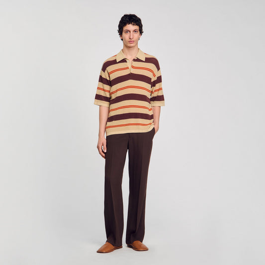 Sandro Striped knit polo shirt