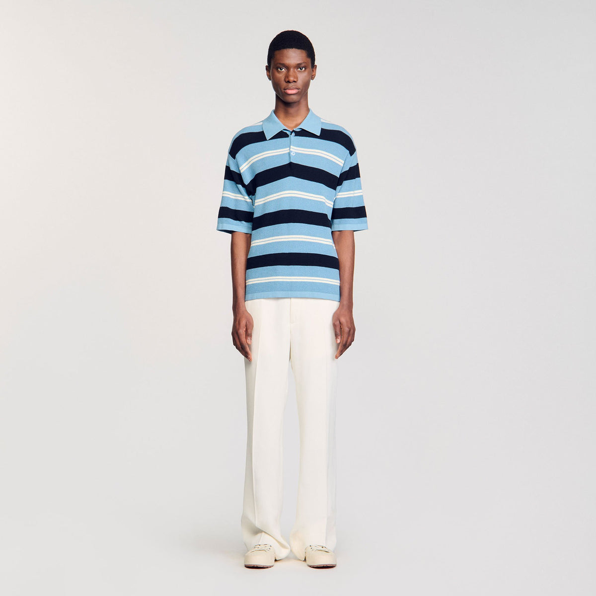 Sandro Striped knit polo shirt