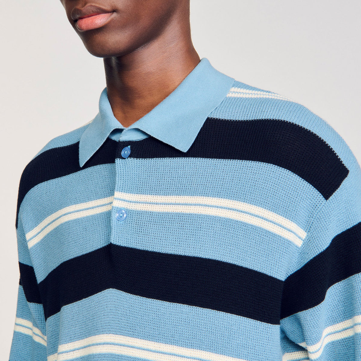 Sandro Striped knit polo shirt