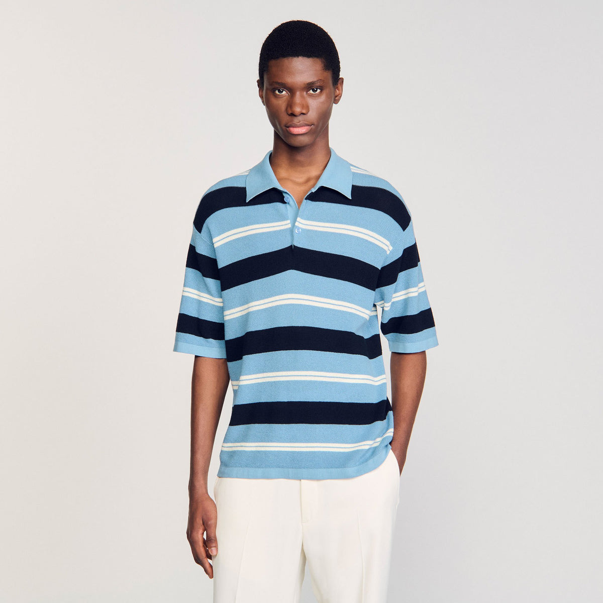 Sandro Striped knit polo shirt