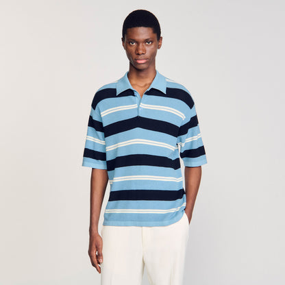 Sandro Striped knit polo shirt